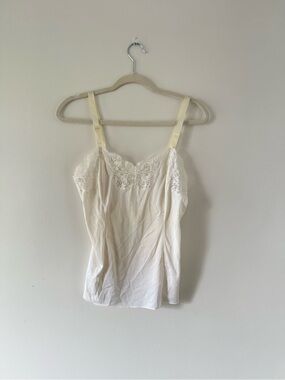 Vintage Ivory White Lace Slip Tank | Romantic Feminine | Coquette